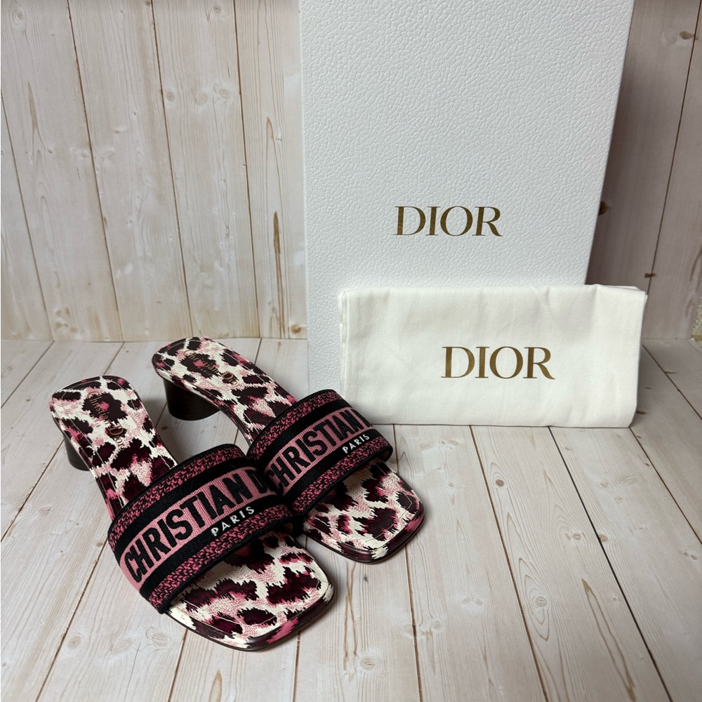 Christian Dior Mizza Embroidered Cotton Dway Slide Sandal Dark Ruby Sz 39 / 9 - Picture 2 of 13